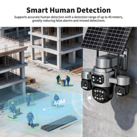 Caméra solaire Hieasy 20MP AOV 5 objectifs 4 écrans Zoom 18x Carte SIM 4G LTE Suivi humain Alarme Enregistrement 24h/24 et 7j/7 Sécurité CCTV