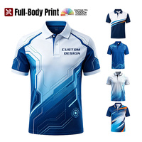 Polo à col sublimé imprimé sur toute la surface, uniforme de travail unisexe, chemise de golf, logo personnalisé, polos de performance sportive