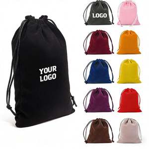 Sac en velours à cordon de serrage pour bijoux, sac de rangement en velours personnalisé, emballage cadeau en velours avec logo personnalisé - Product Image 1