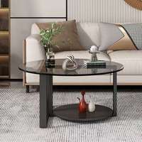 Table basse ronde en acier inoxydable de luxe moderne, mobilier de salon moderne, table basse en verre trempé