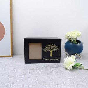 Pet <b>Memorial</b> <b>Box</b> Rectangle Solid Wood Photo Frame Durable Pet Urn for Dog Funeral - Product Image 1