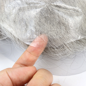 1b80 grey 80% Trinh Nữ Ấn Độ Remy tóc 6 inch sóng tự nhiên ren đóng cửa tóc giả PU cơ sở 28mm mật độ thay thế toupee cho nam giới - Product Image 5