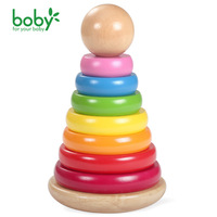Tour arc-en-ciel en bois pour l'éveil des enfants de 0 à 24 mois – Jouet d'empilage éducatif et cognitif pour l'éveil sensoriel et la reconnaissance des couleurs