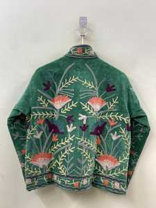 Vintage <b>Velvet</b> Suzani Animal Print Handmade Boho Bomber <b>Jacket</b> Logo Lace Cotton Button Detail Winter Warm Coat Ethnic Fashion - Product Image 3
