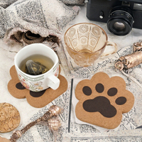 Sous-verre Patte de Chat Écologique Fait Main en Bois, Tapis de Table à Manger Isolant Thermique Anti-Brûlure, Tapis en Liège pour Bol à Thé, Utilisation Alimentaire