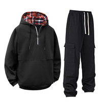 Ensemble deux pièces de deux pièces pour hommes, tenue de sport décontractée de taille européenne, pull cardigan à capuche ample pour l'automne et l'hiver