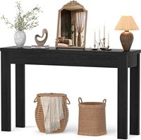 Table console en bois noir gaufré style farmhouse de 47 pouces