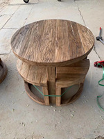 Table à thé ronde en bois massif/Table à manger en chêne massif/Table basse en noyer