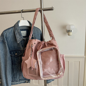 Star Pattern <b>Drawstring</b> <b>Backpack</b> Multi-purpose Shoulder Bag Large Capacity Tote Bag Versatile Crossbody Underarm Bag - Product Image 2