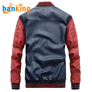 <b>Men's</b> Slim Fit Casual Leather Jacket Male Luxury Fleece Embroidery <b>Long</b> Sleeves Baseball PU Leather Jackets Faux Leather <b>Coats</b> - Product Image 3