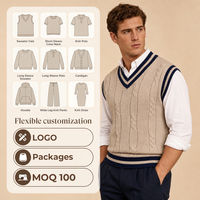 Maßgefertigte Herren Anti-Falten Atmungsaktive Kabelmuster-Stickerei Herbst Klassische Old Money Pullunder im Preppy-Stil