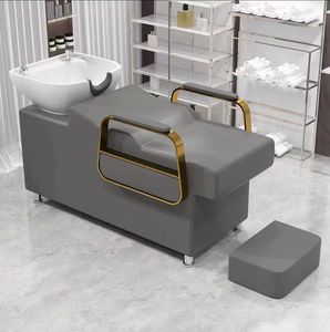 Z HBeauty Salon Barber Shampoo Backwash Unit Sink Station White Black Ceramic Tilting Sink with Adjustable Seat Hair Washing <b>Bed</b> - Product Image 6