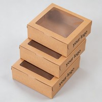 Boîte d'emballage de gâteau avec logo personnalisé, boîte à pain, boîte à sushi avec fenêtre en PET, boîte en papier kraft pour poulet frit