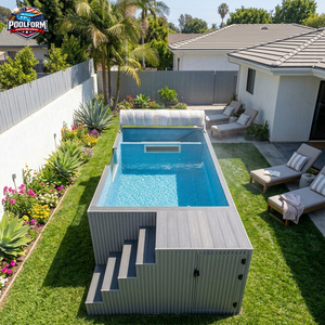 Piscine hors sol en fibre de verre pour enfants et familles, ensemble complet, piscine de nage et spa extérieur pour jardin - Product Image 3
