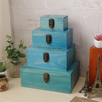 Boîte en bois, boîte de rangement en bois avec serrure, boîte en bois faite à la main avec couvercle à charnière, grande boîte au design rétro pour souvenir, recette ou bijoux