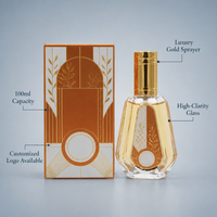 Vente en gros de flacons de parfum en verre vides de luxe avec logo personnalisé, bouchon pulvérisateur décoratif et boîte en papier assortie