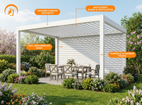 Pergola rétractable en aluminium anti-corrosion, résistante aux intempéries, écologique et coupe-vent pour événements et repas en plein air