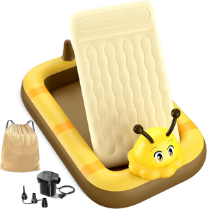 Bee Shaped Kids <b>Inflatable</b> Travel Bed with Safety Rails for Toddlers Camping Home - Product Image 1