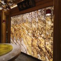 Pierre translucide rétroéclairée en onyx pour la décoration murale intérieure, plaques de faux albâtre pour murs et plafonds