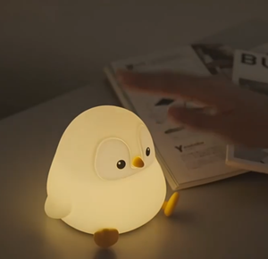 Battery Powered USB Rechargeable LED Cute Penguin Silicone Night <b>Lamp</b> <b>Touch</b> Control baby Sleep light for Children's Bedroom - Product Image 2