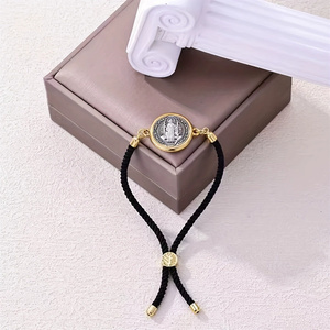 Braccialetti con ciondolo patrono KOMI per donna, braccialetto <span class=keywords><strong>rosario</strong></span> con medaglia di San Benedetto in <span class=keywords><strong>argento</strong></span>, braccialetto intrecciato con cordino, regalo per donna e uomo - Product Image 6