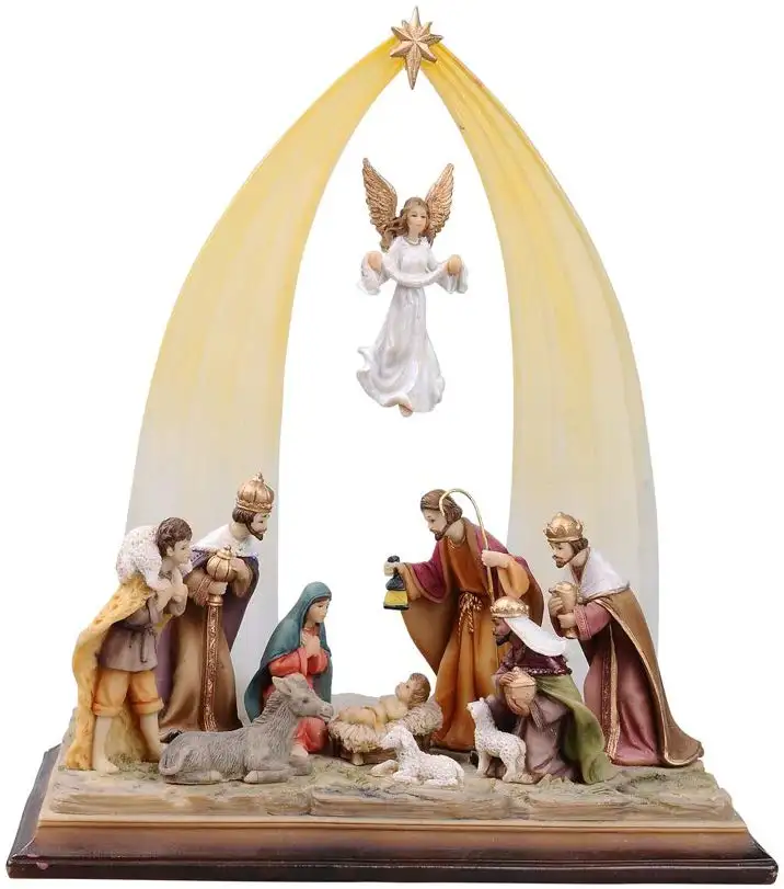 Рождественская фигурка рождественской Христово-семейства с ангелом