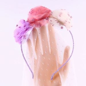 Children's Pompom Headband Spring and Summer Sweet Children Gauze Princess <b>Pom</b> Hair Hoop - Product Image 5