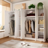 Armoire à vêtements blanche 6 portes de style français armoire à vêtements double armoire à vêtements moderne en bois armoire de rangement meubles de chambre à coucher