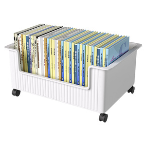 Under Desk Book Storage Box With Casters Movable Organizer For Students And Classrooms Desktop Bookshelf Rectangle Solid Color - Product Image 5
