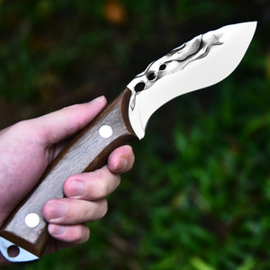 Cuchillo de carne portátil, cuchillo de camping para exteriores, cuchillo recto pequeño, cuchillo forjado a mano, para barbacoa, frutas - Product Image 2