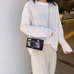 nuevo de Verano de la forma de la Cámara de pluma cadena bandolera, las mujeres bolsos de mano de cuero de bolsa transparente - Product Image 6
