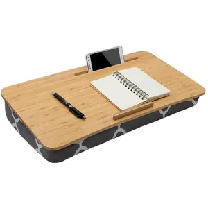 Bamboo Lap Desk Portable Laptop Desk with Cushion Laptop Stand with Phone Holder