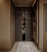 Armoire de chambre à coucher moderne en bois sur mesure, table de toilette autoportante, design au sol durable et écologique pour vêtements