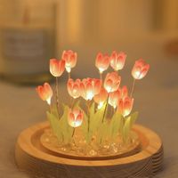 Lampe de nuit en forme de tulipe faite à la main, lampe à fleurs, bricolage, lumières mignonnes pour la décoration de chevet, décoration de la maison, cadeau exquis