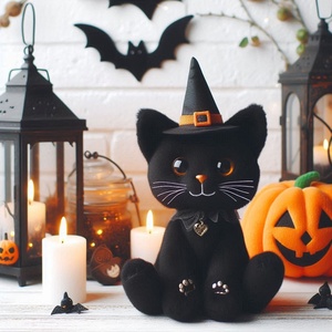 Cartone animato Halloween bambola <span class=keywords><strong>di</strong></span> gatto nero peluche Meow stella bambola <span class=keywords><strong>di</strong></span> stoffa per bambini regalo <span class=keywords><strong>di</strong></span> Halloween - Product Image 3
