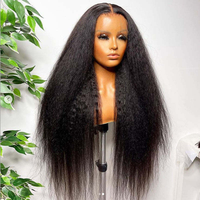 Perruque Yaki Lisse à Cuticules Alignées, Perruque Frontale 360 Full Lace HD, Perruque Lace Front en Cheveux Humains Brésiliens Kinky Lisse, Fournisseur