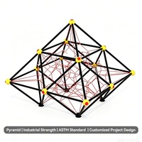 Filet d'escalade pyramidal pour enfants, équipement de jeu extérieur, grimpeur omnidirectionnel à 360°, corde en acier métallique pour les écoles et les parcs d'attractions