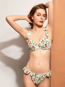 Bikini triangular sin espalda con patrón sólido de estilo americano europeo, traje de baño de Fitness ecológico de talla grande transpirable - Product Image 5