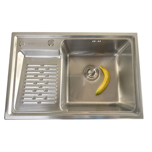 Fregadero de acero inoxidable para lavandería y cocina con escurridor y tabla de lavado para balcón - Product Image 3