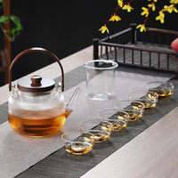 Théière en verre borosilicate soufflé à la main, motif grain de marteau, avec poignée et couvercle en bois, 800 ml, moderne, pour fêtes, écologique, usage domestique