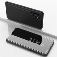 Coque de téléphone portable à rabat, étui miroir transparent avec support 5G pour Samsung Galaxy S22 Ultra