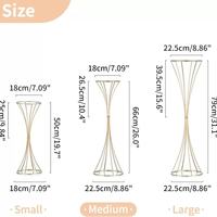 Vase trompette haut en métal doré pour centres de table de mariage, dîner et fête, support à fleurs doré pour décoration de fête et de maison