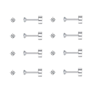 Gioielli Non appannati Helix <span class=keywords><strong>Tragus</strong></span> cartilagine vite orecchino posteriore piatto in acciaio inossidabile piccolo orecchino a bottone CZ <span class=keywords><strong>per</strong></span> gioielli Piercing all'orecchio - Product Image 1