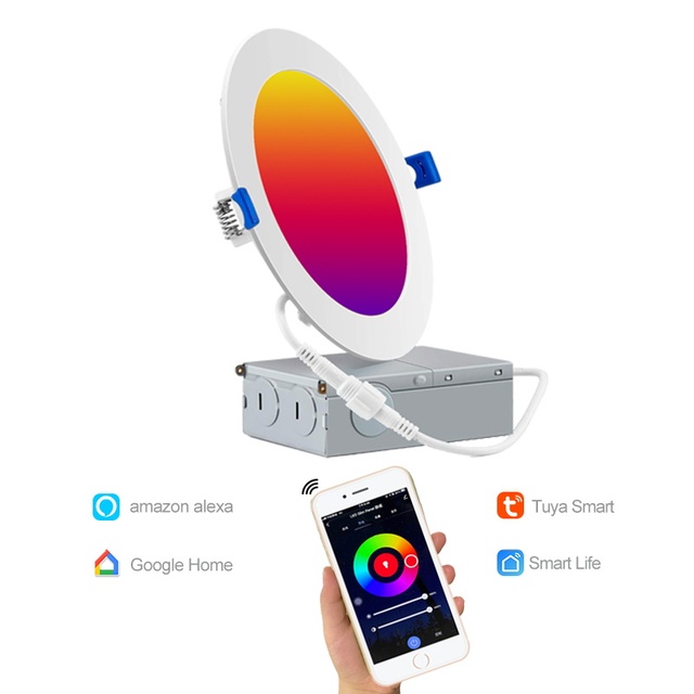 9W Smart WIFI Adjustable Dimmable LED Spot Lights Modern Indoor Ceiling Lamp with RGB Tuya Wifi Recessed Downlights IP44 Rating
