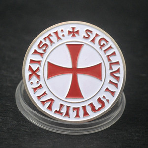 Cavaliere templare antico bronzo moneta commemorativa religione <span class=keywords><strong>giuramento</strong></span> prega sempre croce rossa Souvenir regalo moneta di rame - Product Image 2