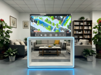 Kios OLED Transparan Horizontal 55 inci 1080p, Layar Sentuh 10 Titik, Signage Digital, Transmisi Cahaya 43%, RS232, untuk Toko Ritel Komersial