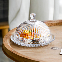 Ensemble de cloches à gâteau en verre côtelé vertical, réutilisables, lavables au lave-vaisselle, écologiques, cloche en verre transparent gaufré pour cupcakes