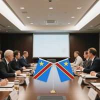 Drapeau de table en forme de Y avec base en métal pour décorations personnalisables de mini drapeau du Congo