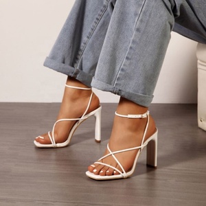 Sandales d'été polyvalentes à bout carré, ouvert, à fines brides croisées, à talons hauts, pour la barre, la <span class=keywords><strong>danse</strong></span> et l'extérieur, pour femmes - Product Image 1