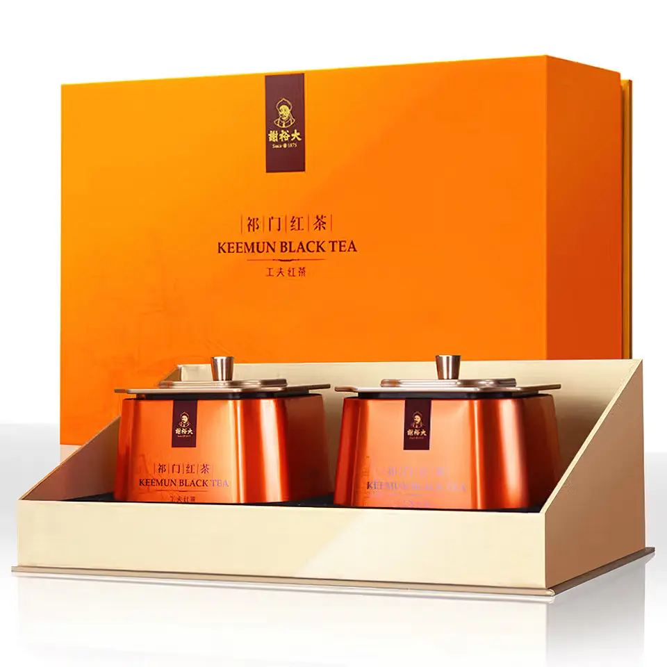 JYB özel lüks turuncu özel tasarım gıda depolama ambalaj teneke konteyner metal çay/toz/safran/ginseng dilim teneke kutu kutu